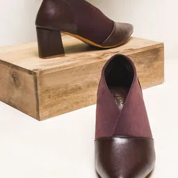 JM Looks Textured Party Block Pumps-51