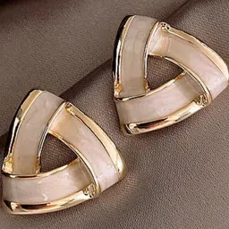 AKISON JEWELS Gold-Plated Triangular Studs Earrings image 3