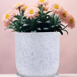 RUBOXA Marble Jaguar White UV-Protected Planters With Tray-17