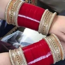 HouseOfCommon Red Plastic Zircon Bangles-image-1