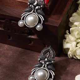 Priyaasi Silver-Plated Pearls Beaded Contemporary Drop Earrings-28