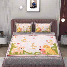 Bromwick Orange & Orange Cartoon Characters 250 TC King Bedsheet with 2 Pillow Covers-picture-21