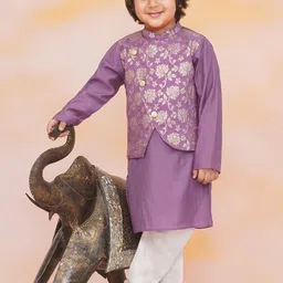 KID1 Boys Regular Straight Kurta with Pyjamas & Jacket-4