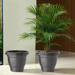 Kuber Industries Black Set Of 2 Plastic 2-Layer Planters-49