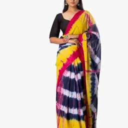 clothonus Yellow & Black Ethnic Motifs Pure Cotton Block Print Saree-picture-38