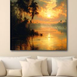 Aura Orange & Black Nature Printed Canvas Wall Art-image-98