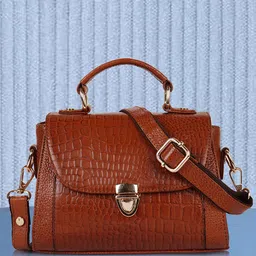 SPOTIC Women Textured Structured Leather Satchel Bag-9