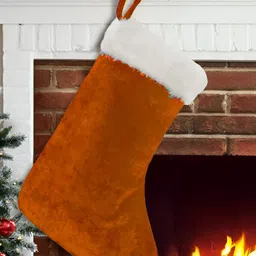 Home Heart Orange-Color & White Velvet Christmas Stocking With Fur Cuff-image-26