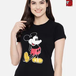 Tromko Women Pack of 2 Mickey Mouse Graphic Printed Round Neck Cotton Regular Fit T-shirts-picture-34