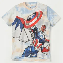 Fame Forever by Lifestyle Boys Captain America Printed Extended Sleeves Applique T-shirt-25