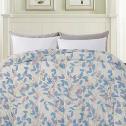 bsb home Beige & Pink Floral Microfiber Mild Winter 210 GSM Single Bed Comforter-49
