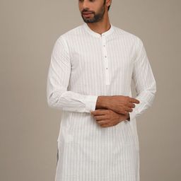 JAYPORE Floral Embroidered Thread Work Mandarin Collar Pure Cotton Straight Kurta-image-92