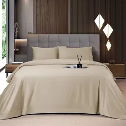 MUSH Beige 400 TC Bamboo King Bedsheet with 2 Pillow Covers-image-19