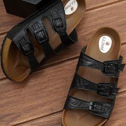 G L Trend Black Leather Sandals-image-95