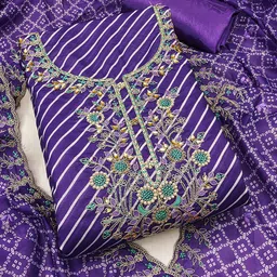 SAINOOR Leheriya Printed Zardozi Unstitched Dress Material-picture-14