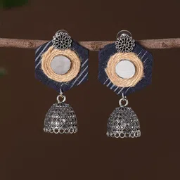 iTokri Mayra German Silver Dome Shaped Jhumkas-image-79