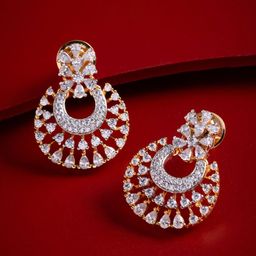 Kushal's Fashion Jewellery Gold-Plated Spherical Shaped Zircon Studded Drop Earrings-51
