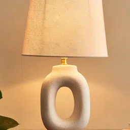 Home Centre Riviera Dune Off White Frustum Shaped Ceramic Table Lamp-image-35
