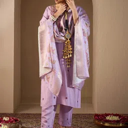 Indo Era Women Floral Embroidered Regular Thread Work Kurta with Trousers & With Dupatta-20