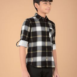 Crimsoune Club Boys Premium Slim Fit Tartan Checks Opaque Checked Casual Shirt-image-26