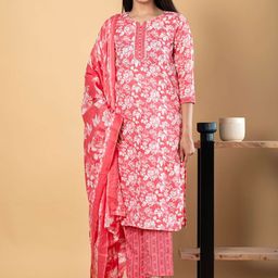 Readiprint Women Floral Printed Regular Kurta with Palazzos & With Dupatta-image-56
