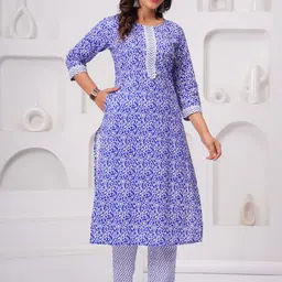 Sarai Women Paisley Printed Regular Pure Cotton Kurta with Trousers-image-46