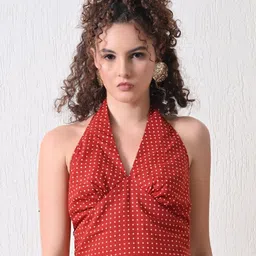 KALAMIR Halter Neck Cotton Styled Back Crop Top-image-32