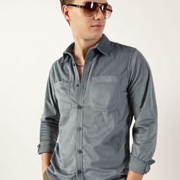 Thomas Scott Men Classic Spread Collar Textured Solid Slim Fit Casual Shirt-image-10