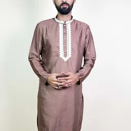 KUNDALI KAKSHAY Men Ethnic Motifs Embroidered Regular Thread Work Kurta with Pyjamas-picture-3