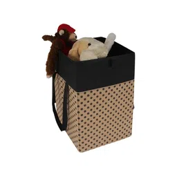 prettykrafts Beige & Black Printed Large Laundry Bag With Lid-83