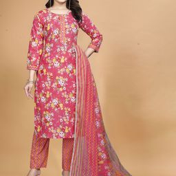 Sanwariya Silk Women Regular Pure Cotton Kurta with Trousers & With Dupatta-image-32