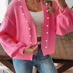 StyleCast Women Ribbed Cardigan with Embellished Detail-image-32