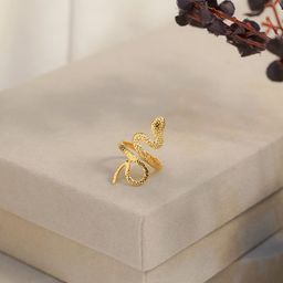 SWASHAA Fia 18K Gold-Plated Carved Snake Ring-45