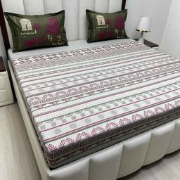 Pure Decor Lifestyle Green Printed Pure Cotton 260 TC King Bedsheet Set 2.74 m x 2.74 m-image-66