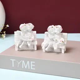 TAYHAA White And Pink 2 Pieces Loving Angles Figurine Showpiece-picture-20