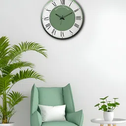 OLIVE TREE White & Green Printed Analogue Contemporary Wooden Wall Clock-image-62