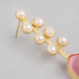 Anouk Gold-Plated Artificial Stones Studded Triangular Drop Earrings image 2