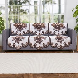 Myntra Elegant Homes White & Grey 3 Seater Printed Cotton Sofa Cover-picture-0