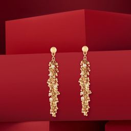 Zaveri Gold-Plated Pearls Beaded Contemporary Clustered Beads Drop Earrings-2