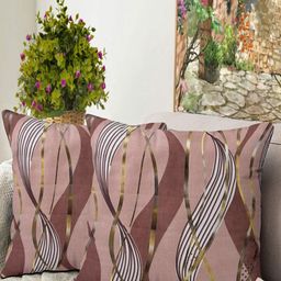 Blue Grass Peach & Gold 2 Pieces Abstract Velvet Cushion Covers-image-99