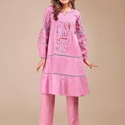 Tikhi Imli Embroidered V Neck Tunic With Trousers Co-Ords-image-29