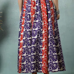 SUNEKH Printed Cotton Flared Maxi Skirt image 4