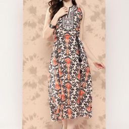 Nayam By Lakshita Printed Cotton Fit & Flare Midi Dress-image-43