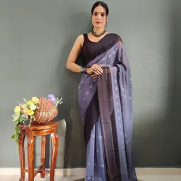 KAYOMMI Woven Design Zari Satin Ready to Wear Jamdani Saree-image-36