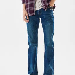 Snitch Men Bootcut Mid-Rise Low Distress Light Fade Stretchable Jeans-image-88