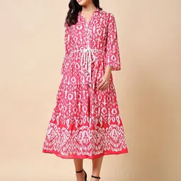 RANGRIWAZ Women Ethnic Motifs A-Line Midi Dress-image-29