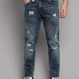 fineblu Men Slim Fit Mid-Rise Highly Distressed Heavy Fade Stretchable Jeans-picture-31