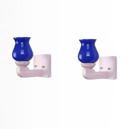 1ST TIME Pack of 2 Blue & White Glass Solid Cylinder Shaped Wall Lamp-picture-28
