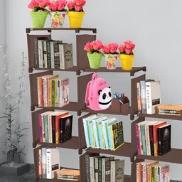 Decent Hut Brown Metal 12-Shelf Open Book Shelf-40