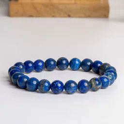 Look and Adorn German Silver Lapis Lazuli Beaded Elasticated Bracelet-image-68